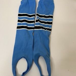 Baseball Knee High Stirrup Socks Baby Blue Royal Blue White - Large